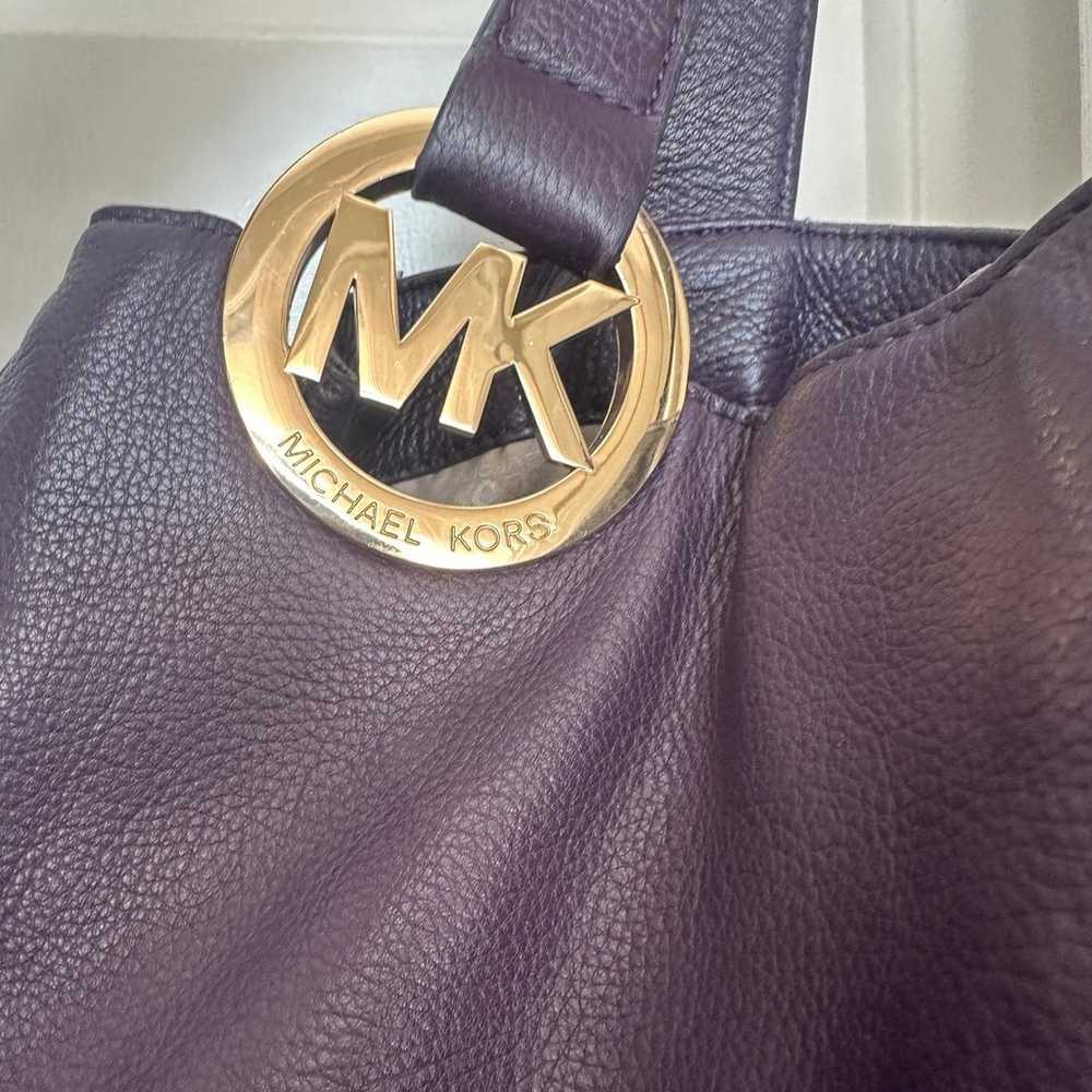 Michael Kors Fulton Purple Pebbled Leather Should… - image 6