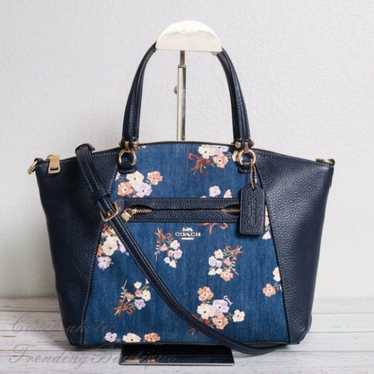 Coach Blue Denim Floral Prairie Shoulder Bag GUC - image 1