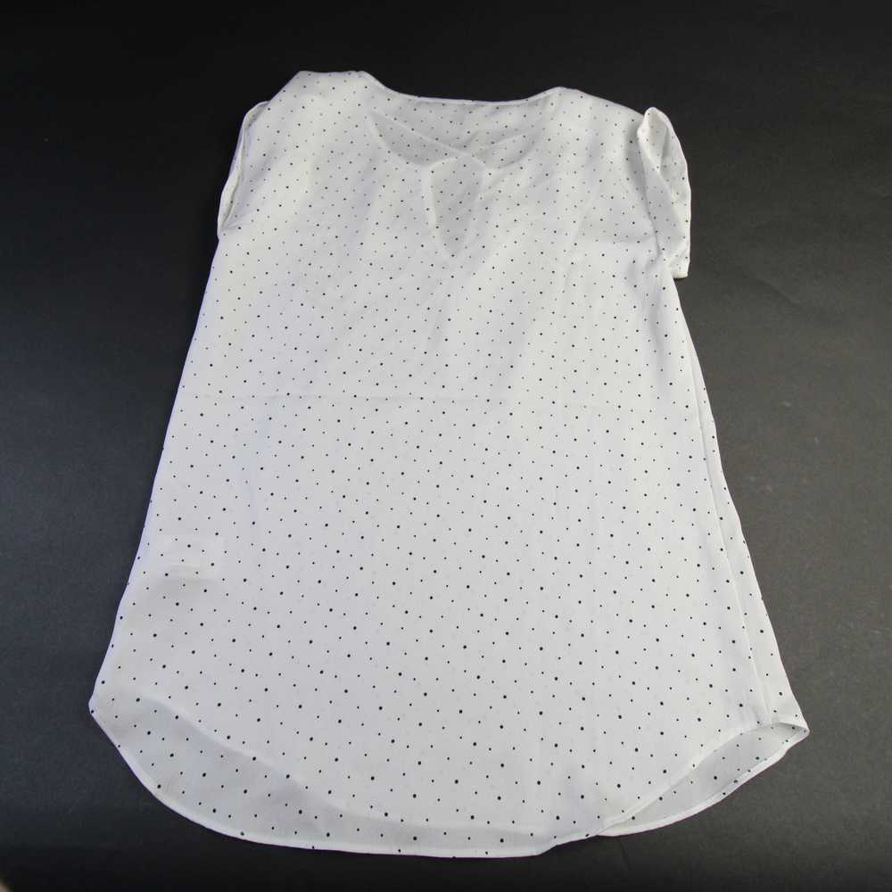 Express Short Sleeve Shirt Women's White/Polka Do… - image 3