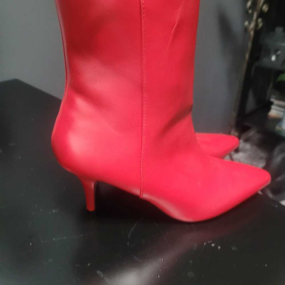 Qupid Red Pointed Toe Ankle Booties - image 1