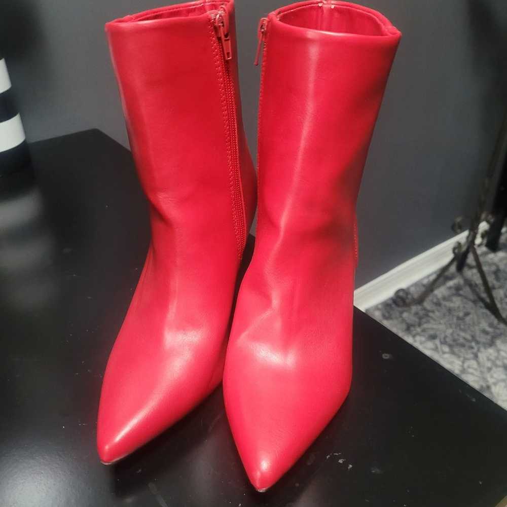 Qupid Red Pointed Toe Ankle Booties - image 5