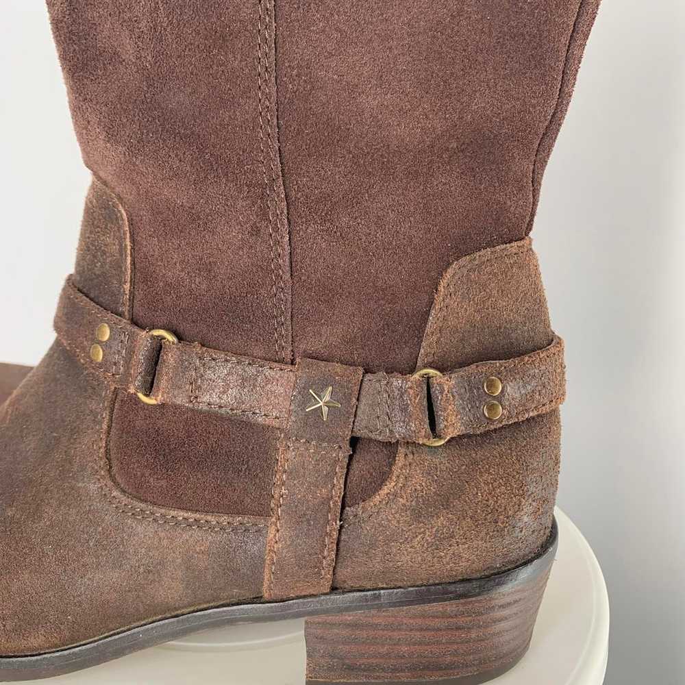 UGG brown suede heeled riding boots sz 6 womens - image 4