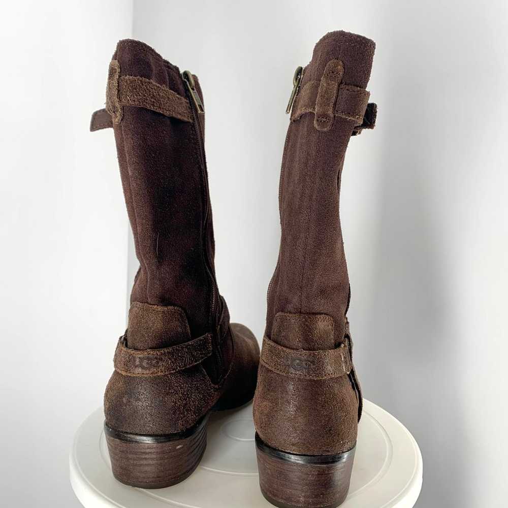 UGG brown suede heeled riding boots sz 6 womens - image 5