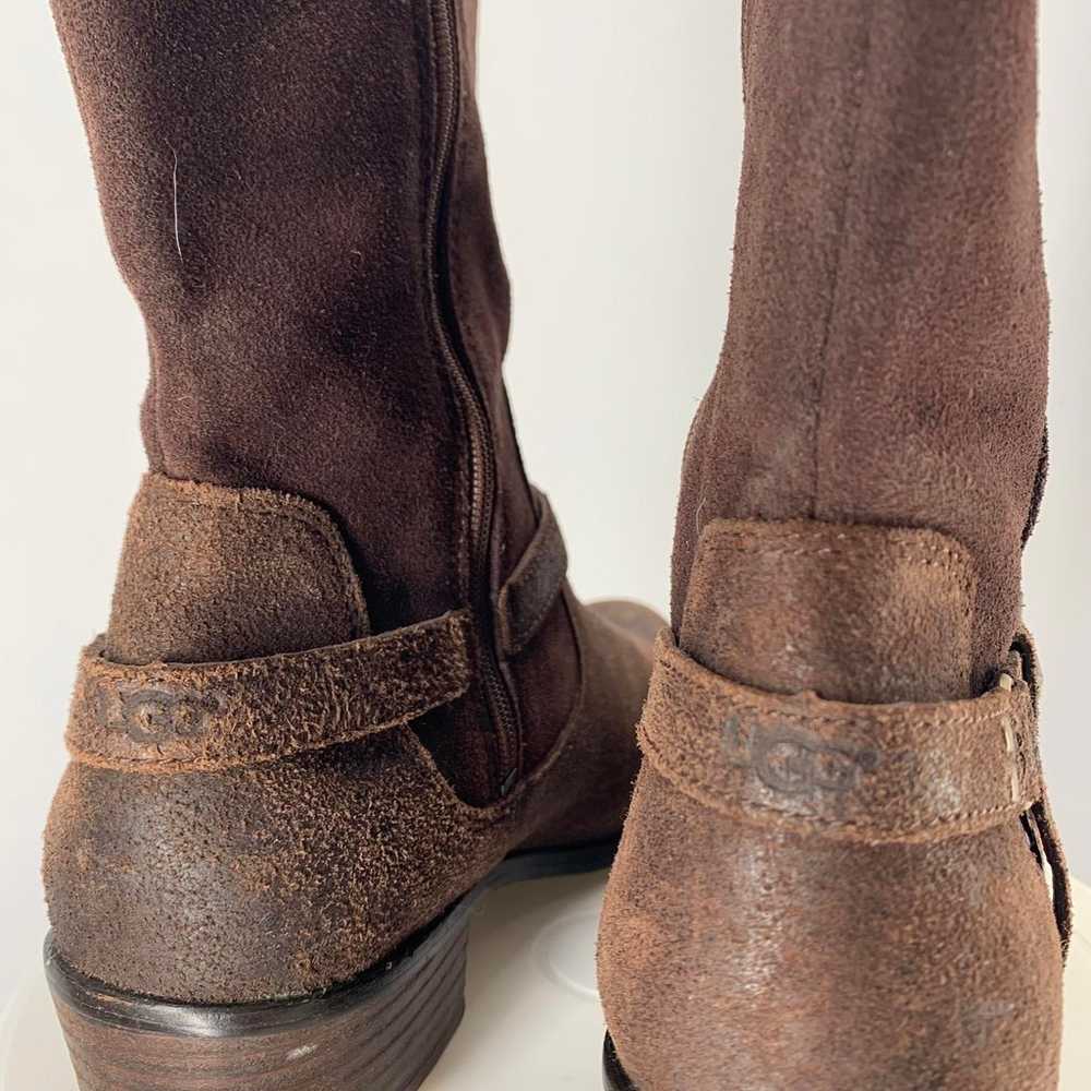 UGG brown suede heeled riding boots sz 6 womens - image 6