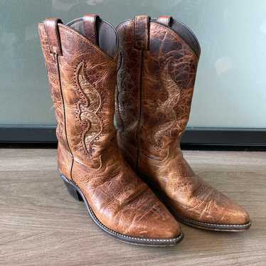 Brown Real Leather Cowgirl Boots