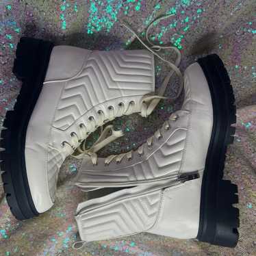 Marc Fisher white combat boots