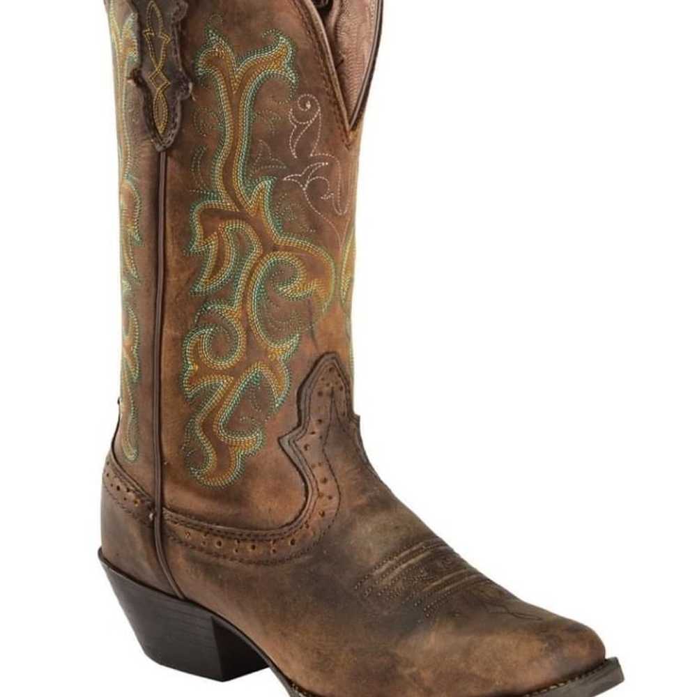 Women's Justin Brown Leather Cowboy Boots Size 9 - image 1