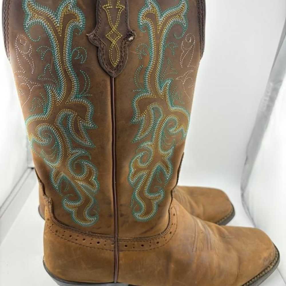 Women's Justin Brown Leather Cowboy Boots Size 9 - image 2