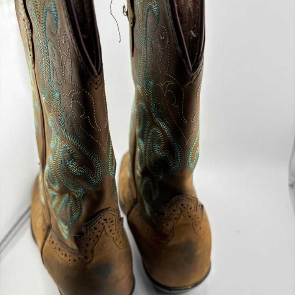 Women's Justin Brown Leather Cowboy Boots Size 9 - image 3