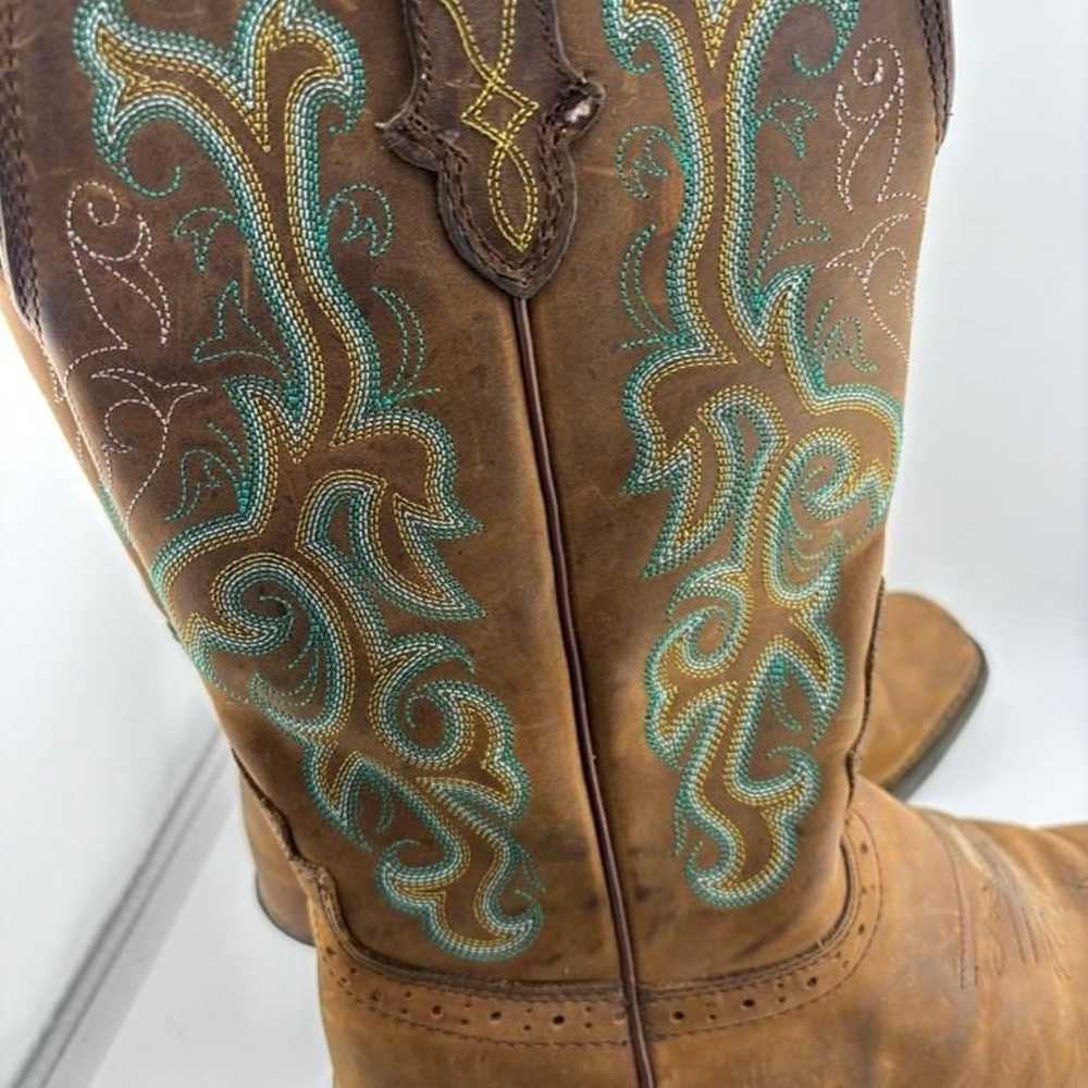 Women's Justin Brown Leather Cowboy Boots Size 9 - image 4