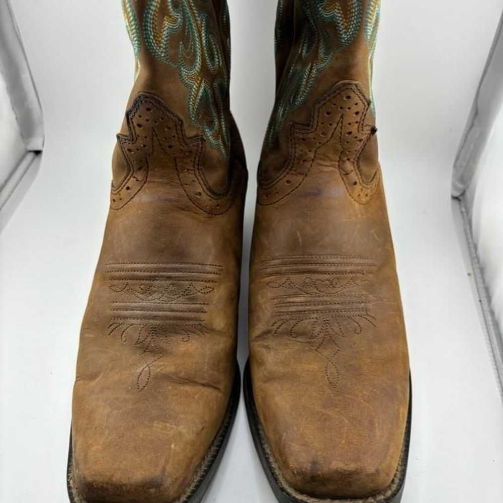 Women's Justin Brown Leather Cowboy Boots Size 9 - image 5