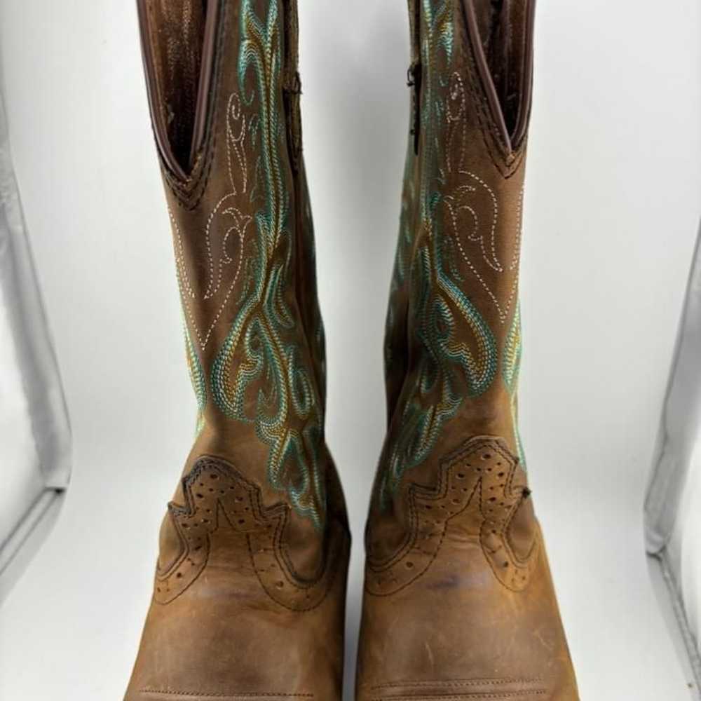 Women's Justin Brown Leather Cowboy Boots Size 9 - image 6
