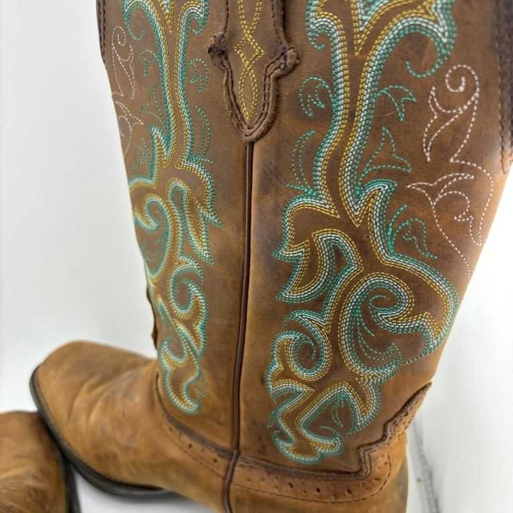 Women's Justin Brown Leather Cowboy Boots Size 9 - image 8