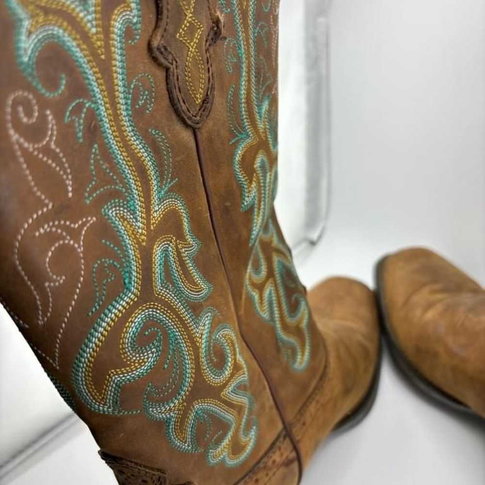 Women's Justin Brown Leather Cowboy Boots Size 9 - image 9
