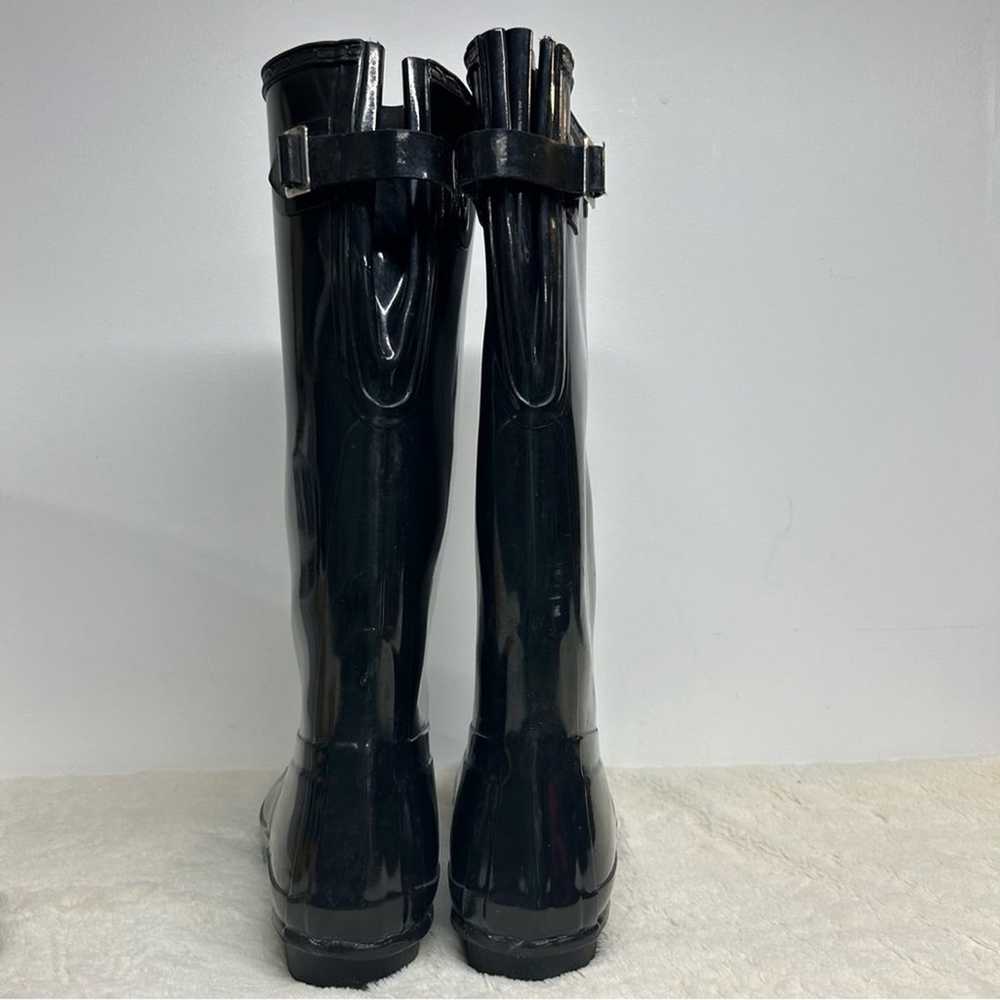 Hunter Tall Rain Boots Black Buckle Back Shiney W… - image 5