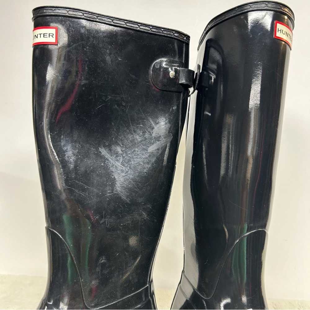 Hunter Tall Rain Boots Black Buckle Back Shiney W… - image 8