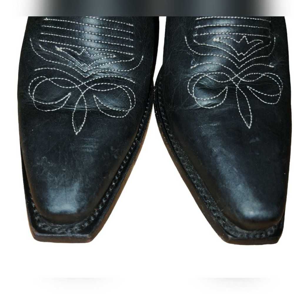 Sterling River Metallic Black Leather Chunky Heel… - image 6