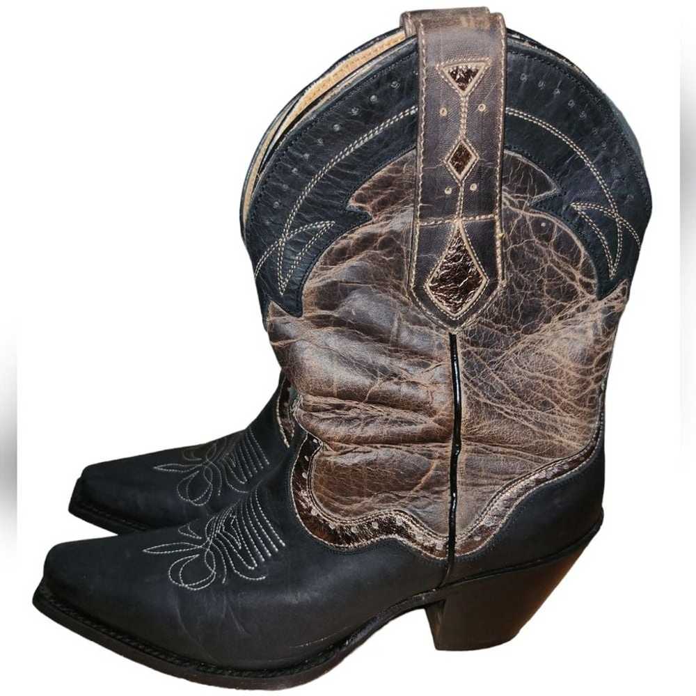 Sterling River Metallic Black Leather Chunky Heel… - image 7