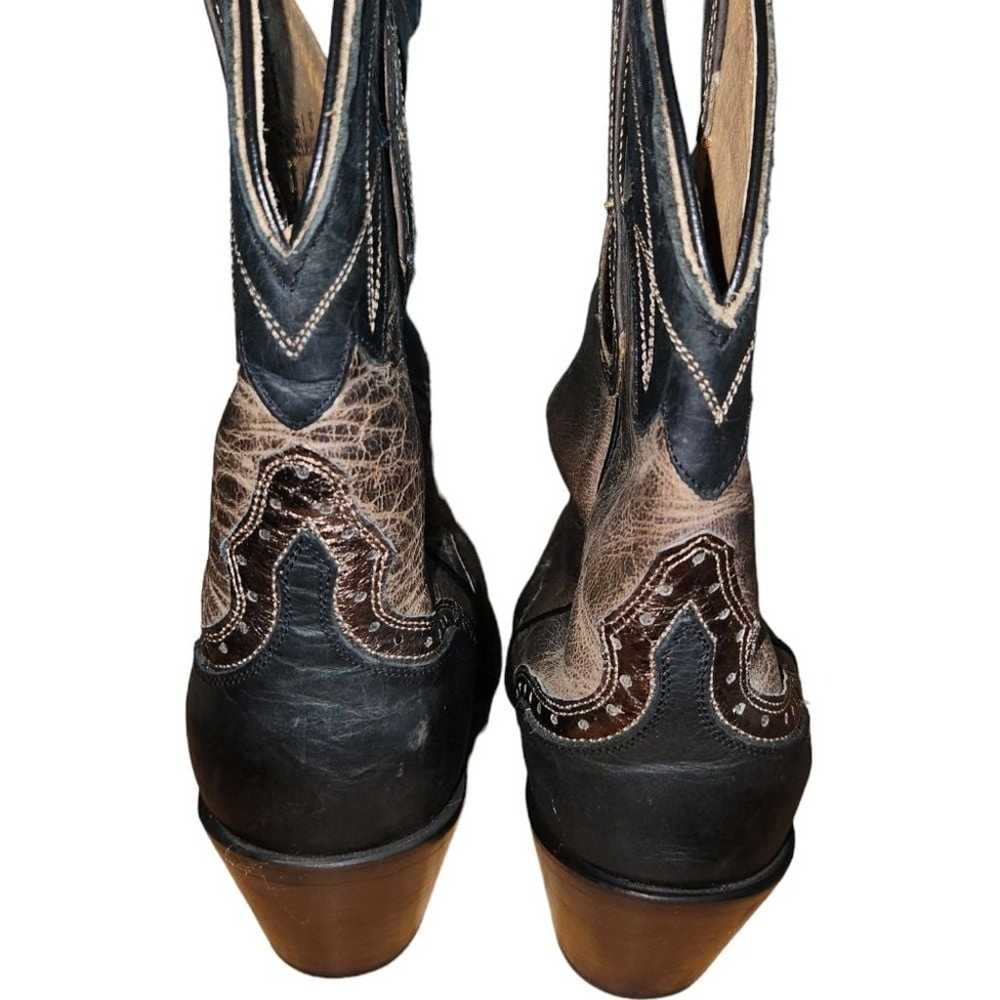 Sterling River Metallic Black Leather Chunky Heel… - image 9
