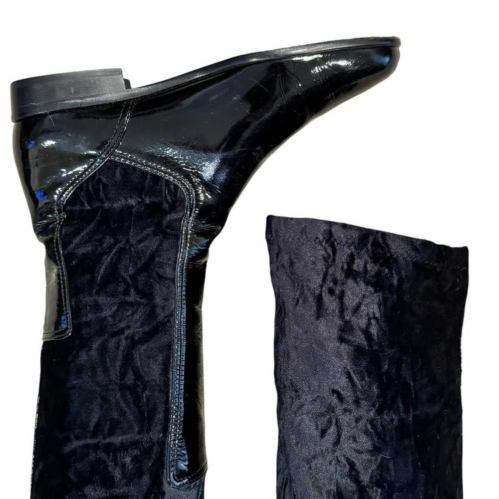 Italian Patent Leather and Velveteen Over The Kne… - image 2