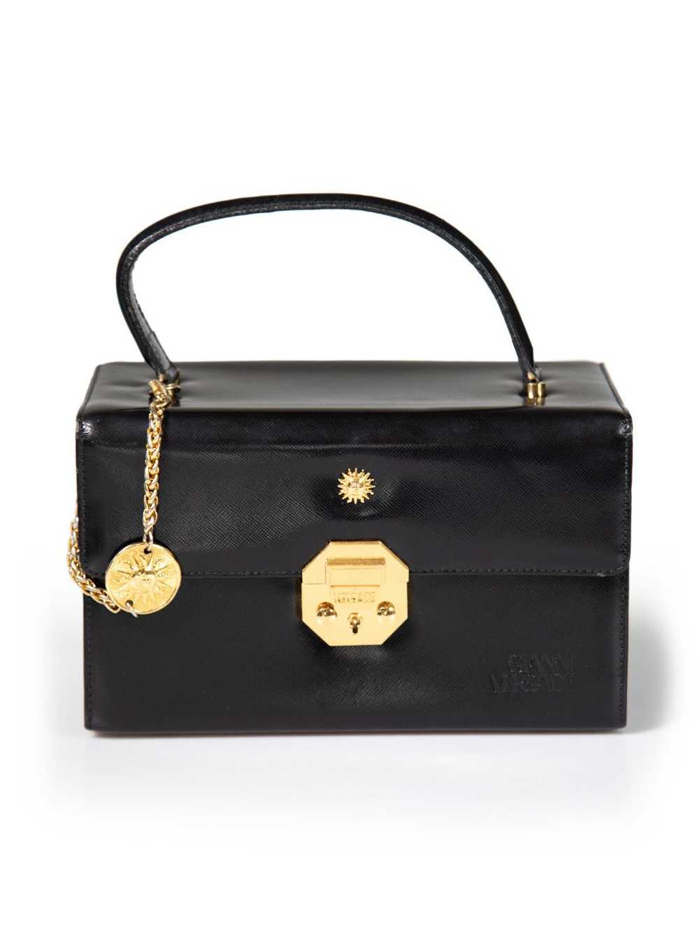 Versace Black Leather Vanity Top Handle Bag - image 1