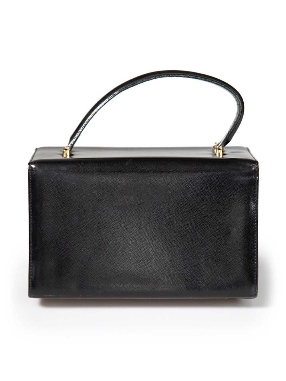 Versace Black Leather Vanity Top Handle Bag - image 3