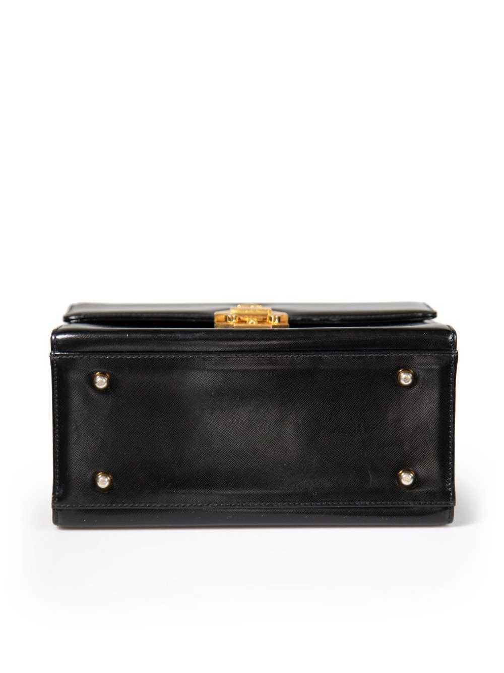 Versace Black Leather Vanity Top Handle Bag - image 4