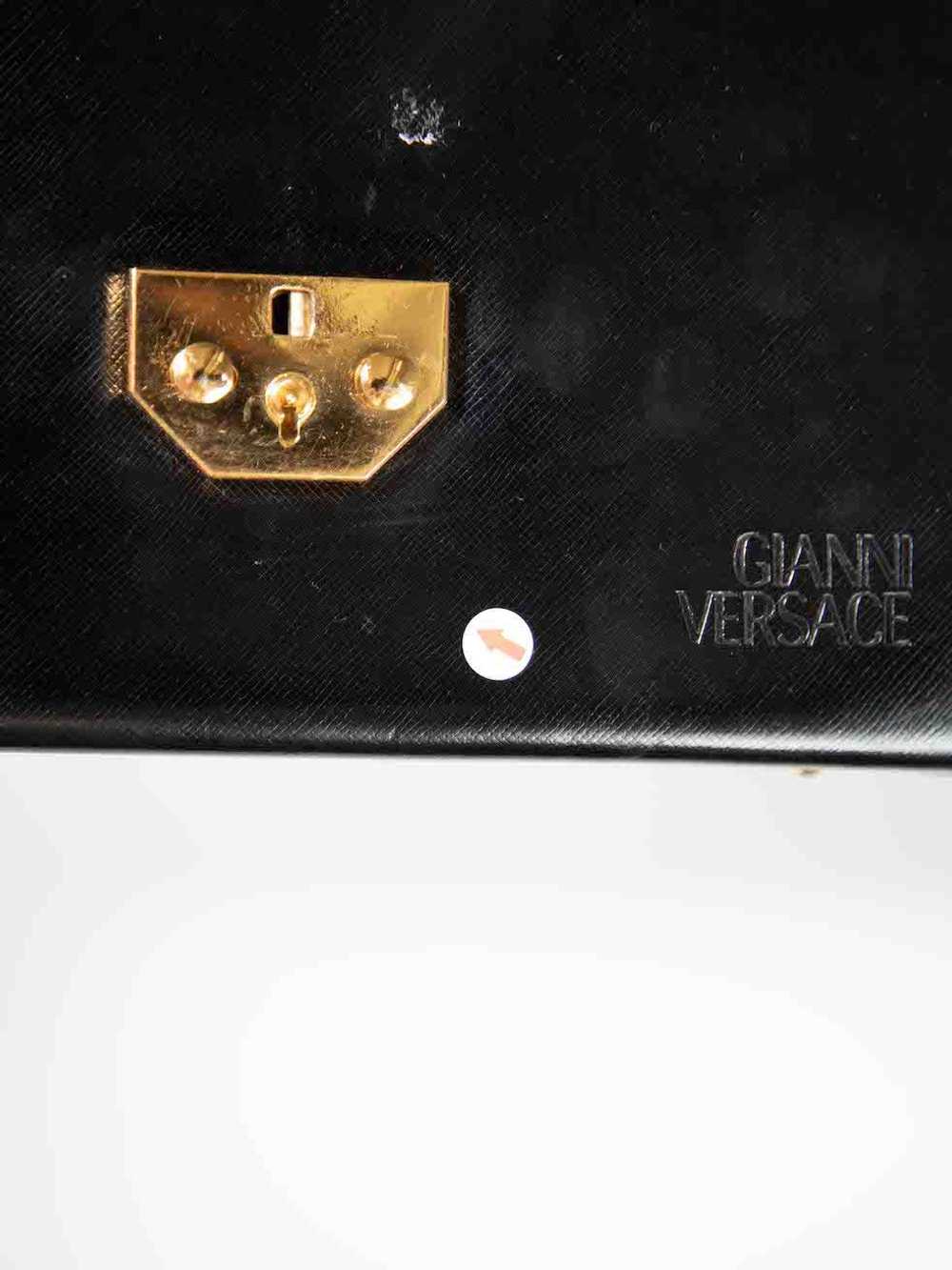 Versace Black Leather Vanity Top Handle Bag - image 9