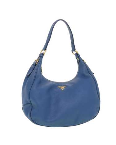 Prada Blue Leather Shoulder Bag with Rubbing Surf… - image 1