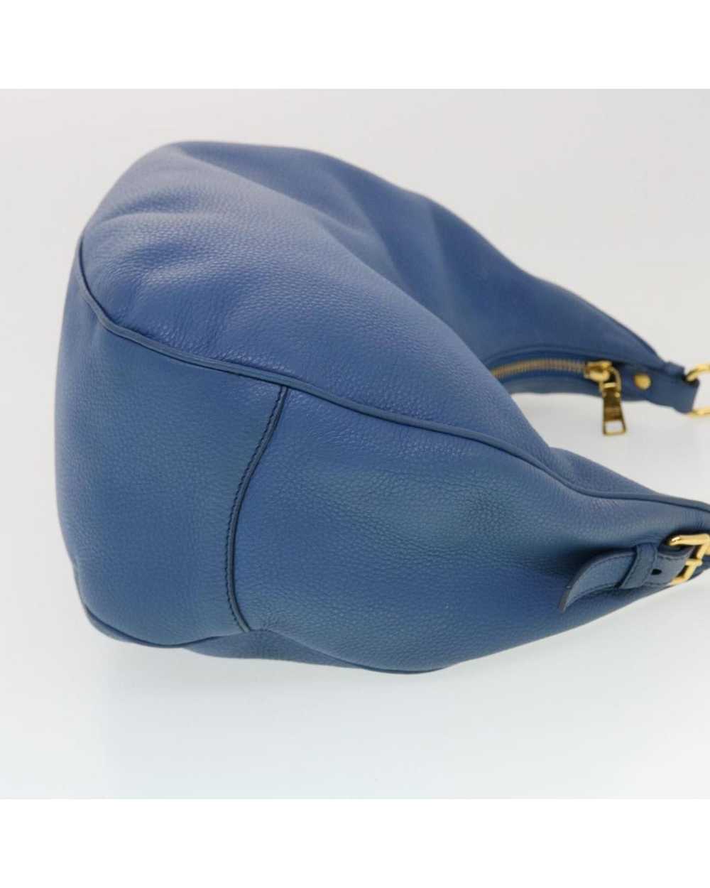 Prada Blue Leather Shoulder Bag with Rubbing Surf… - image 3