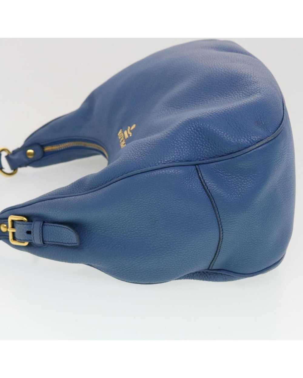 Prada Blue Leather Shoulder Bag with Rubbing Surf… - image 4