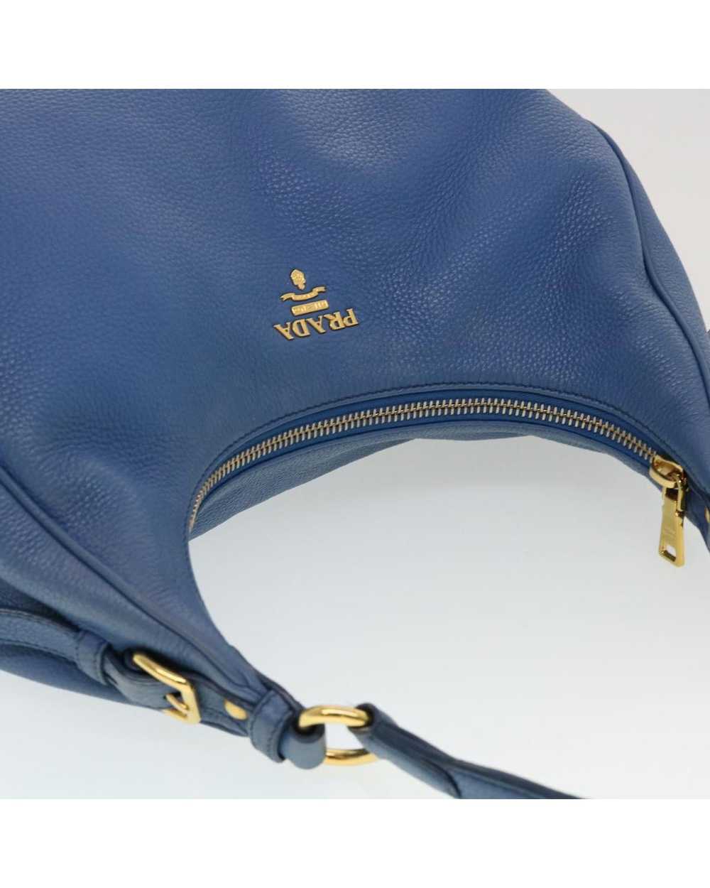 Prada Blue Leather Shoulder Bag with Rubbing Surf… - image 6