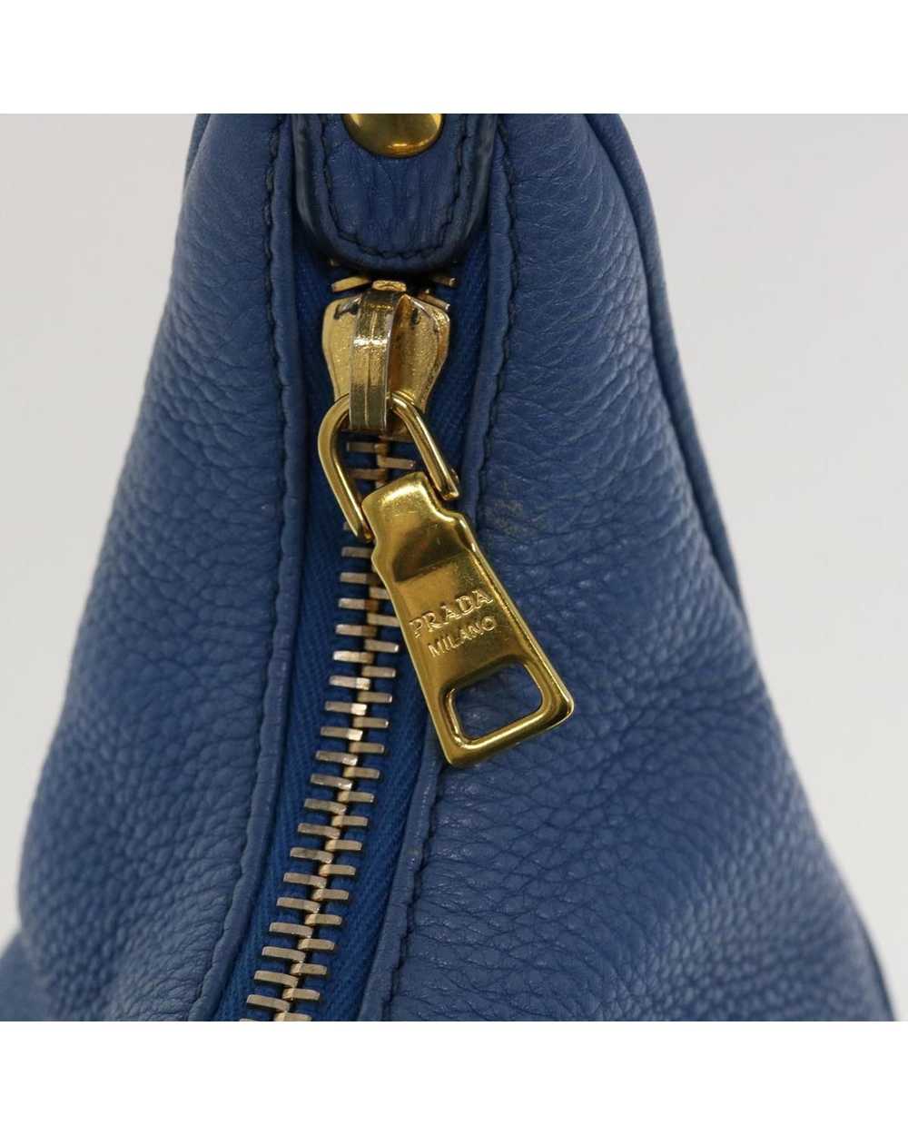 Prada Blue Leather Shoulder Bag with Rubbing Surf… - image 9