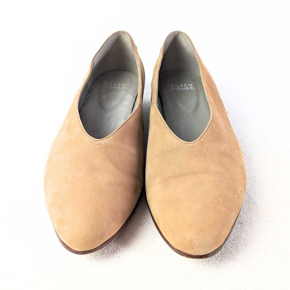 Eileen Fisher Camel Suede Flats - Size 7 - image 2