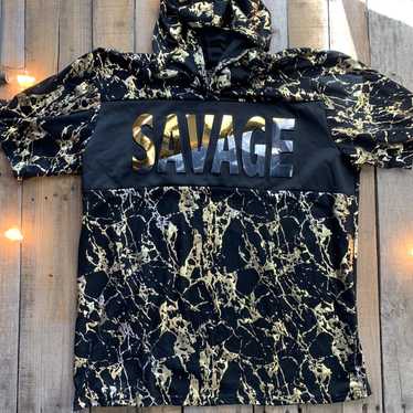 Vintage Savage Brooklyn Laundry Hooded Shirt Men’… - image 1