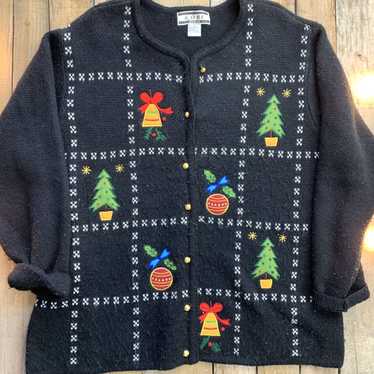 Vintage Kobe Button Up Christmas Sweater Womens Si