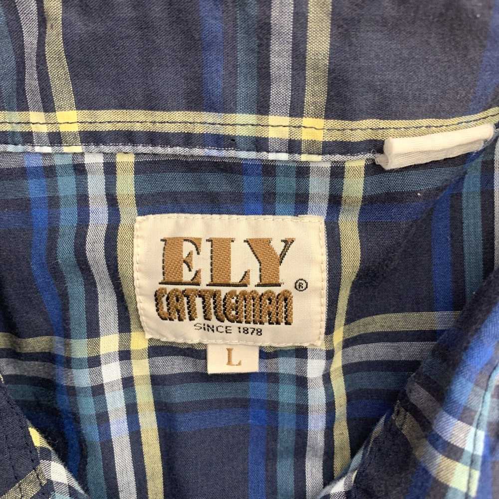 Vintage Ely Cattleman Pearl Snap Mens Plaid Shirt… - image 3