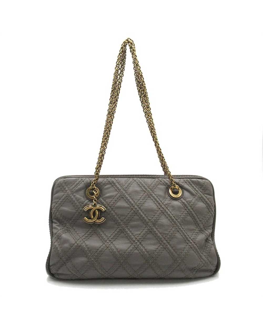 Chanel Quilted Leather Triptych Tote Bag - Grey - image 1