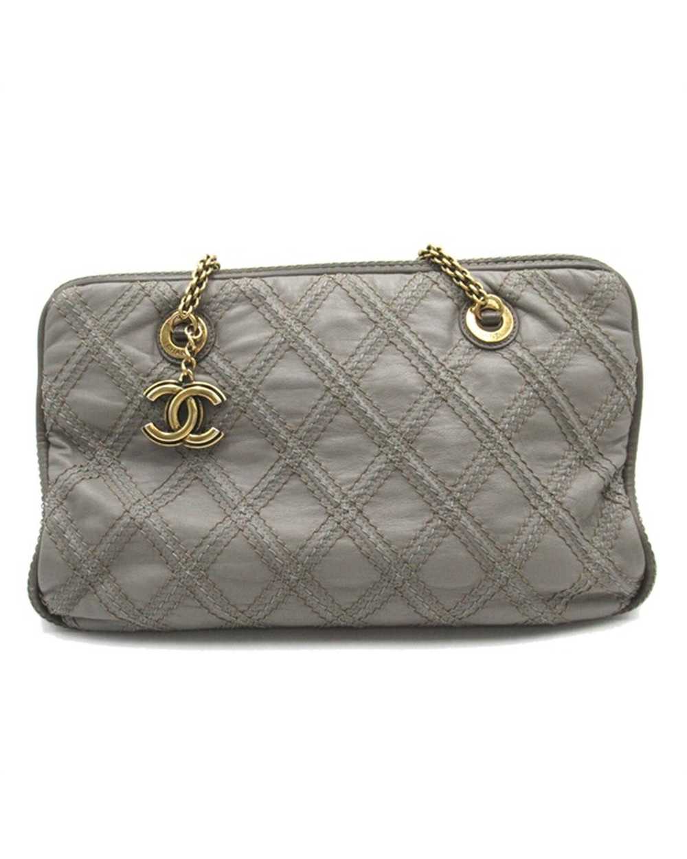 Chanel Quilted Leather Triptych Tote Bag - Grey - image 2