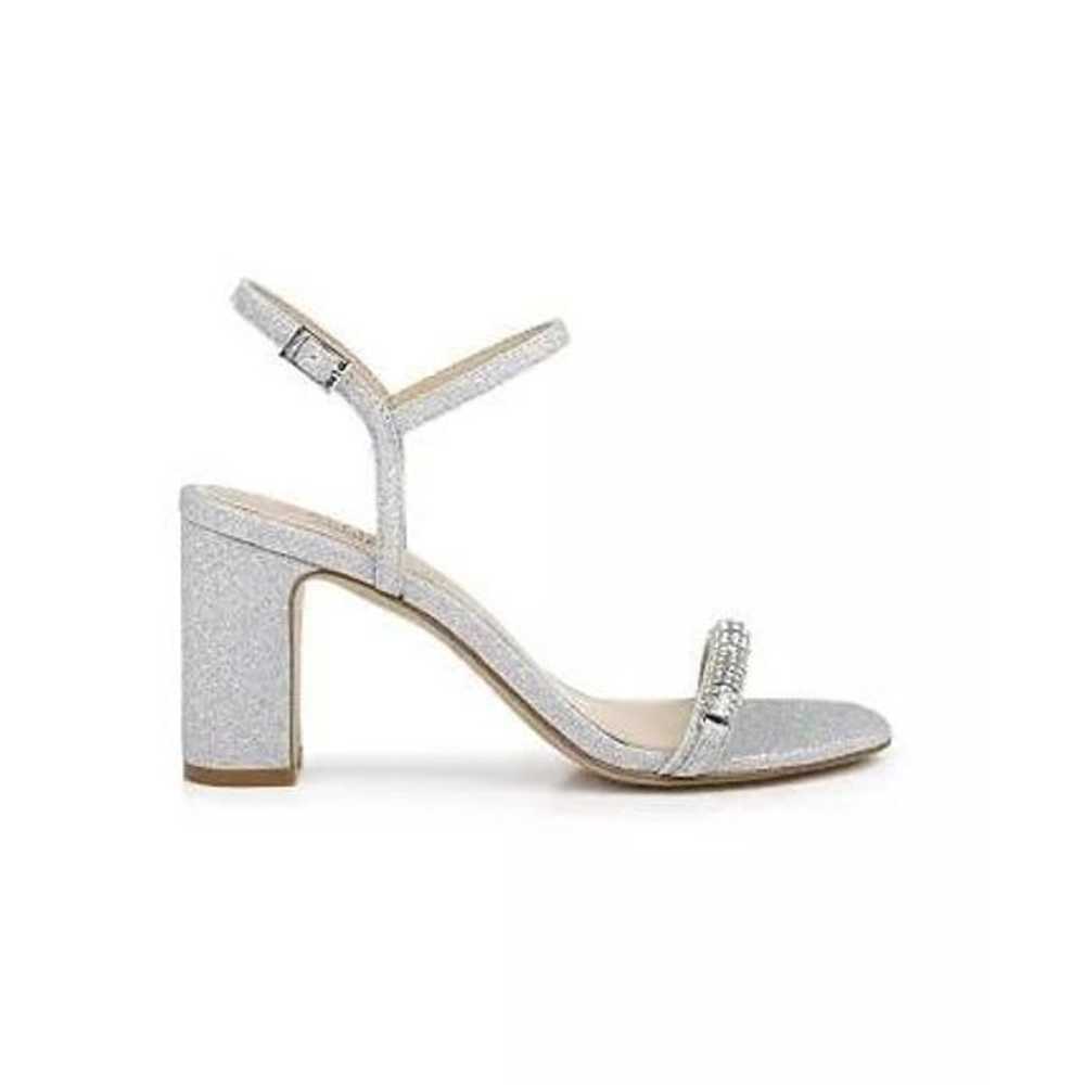 Jewel Badgley Mischka Silver Glitter Sandal Heels… - image 2