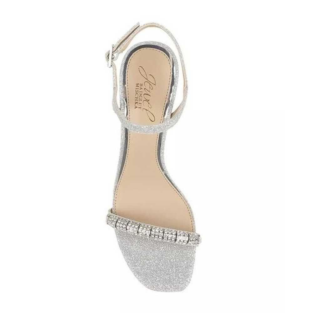 Jewel Badgley Mischka Silver Glitter Sandal Heels… - image 4