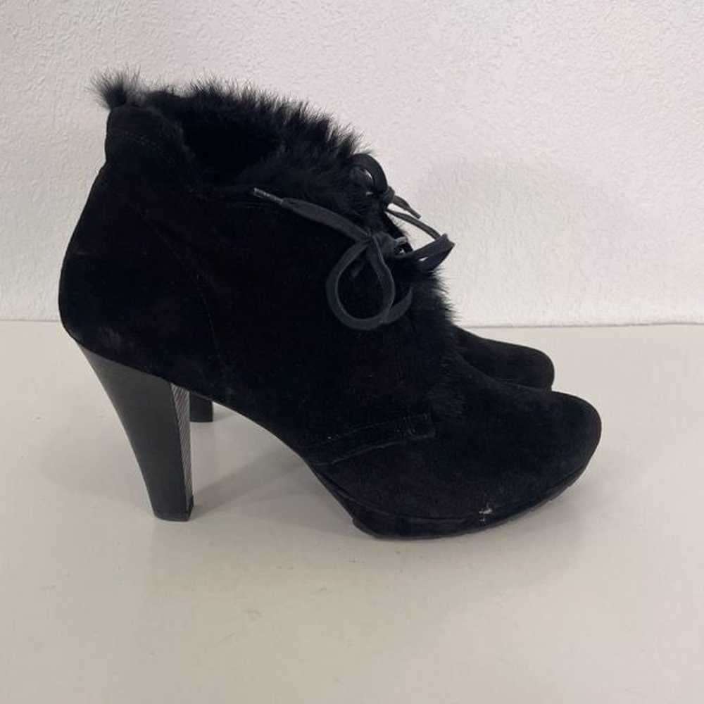 Paul Green Black Leather Suede Fur Lined Lace Up … - image 2