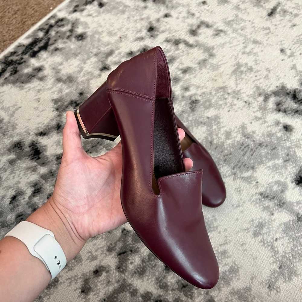 Massimo Dutti Oxblood Leather Block Heels - image 1
