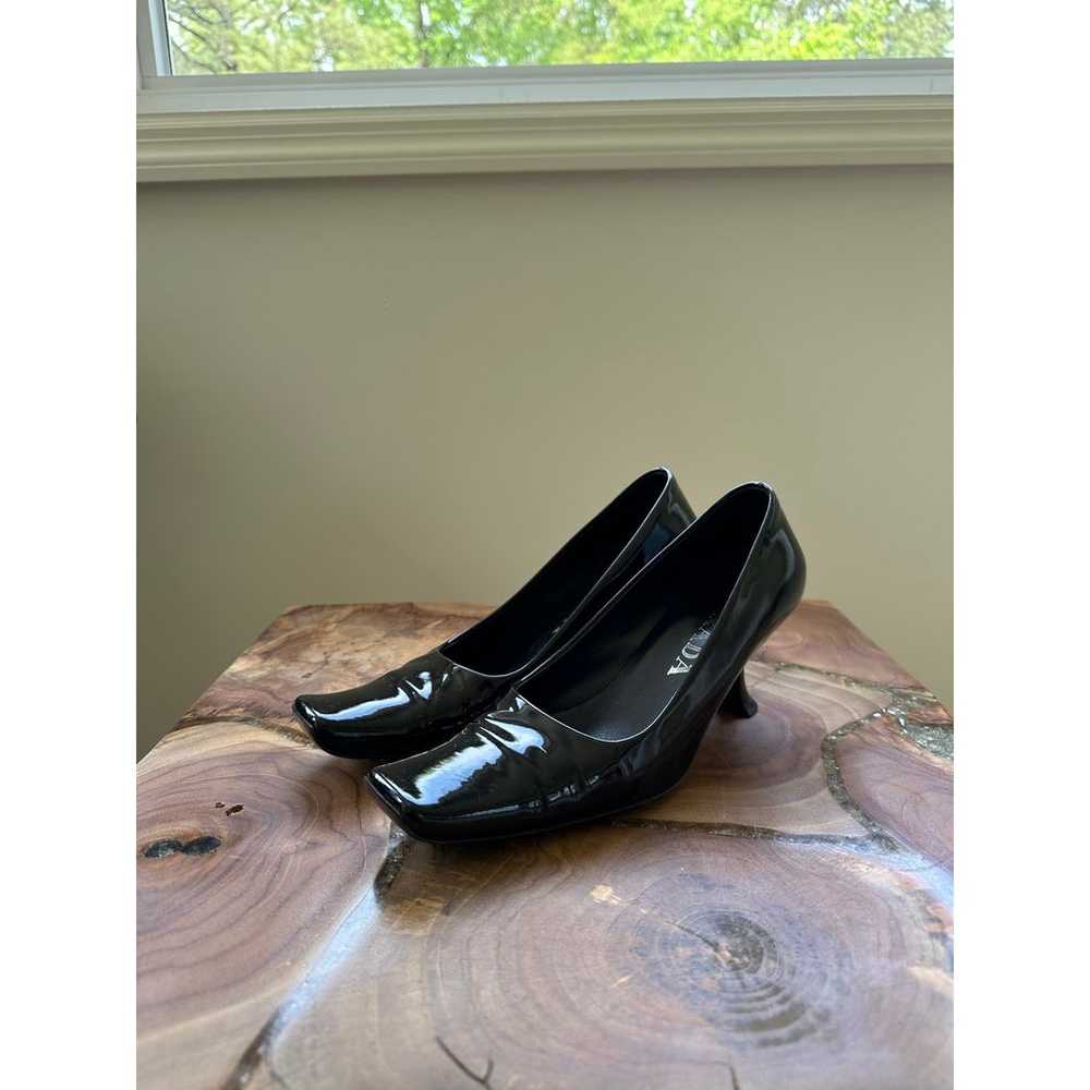 USED gorgeous PRADA black leather 90's square toe… - image 3