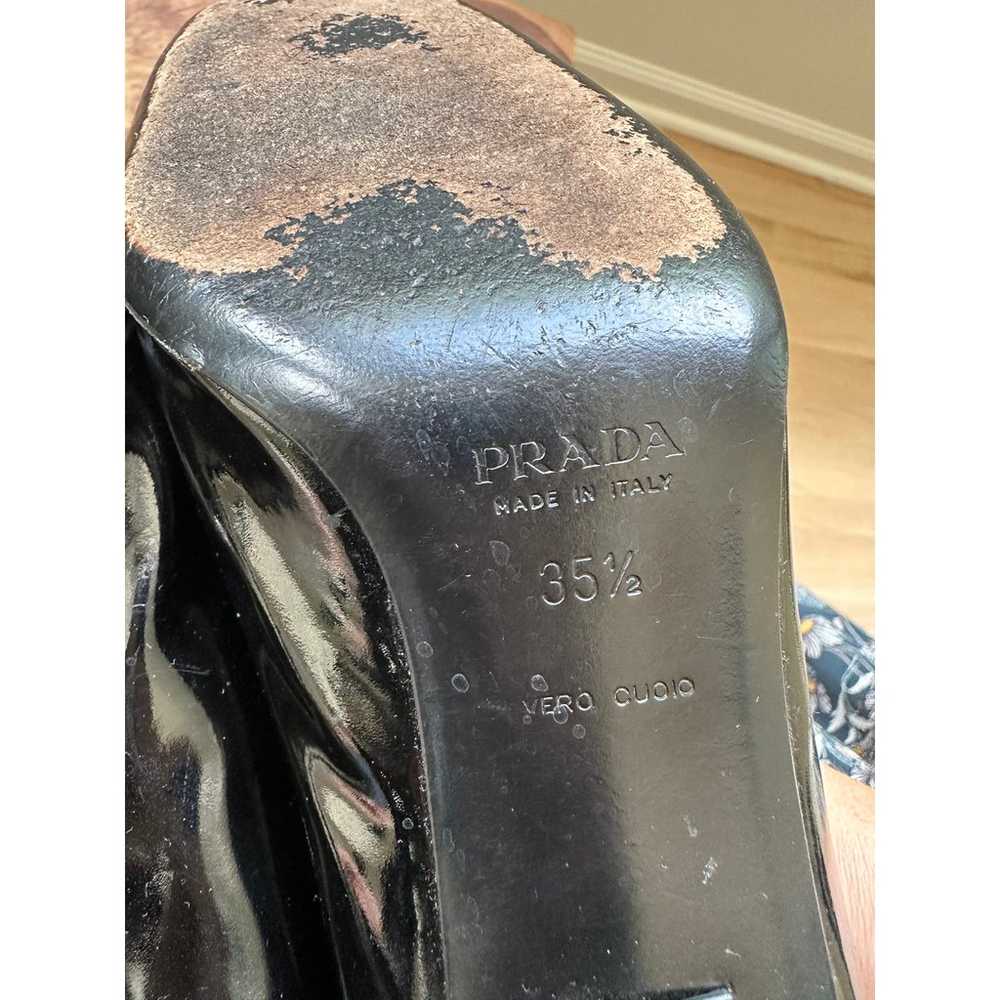 USED gorgeous PRADA black leather 90's square toe… - image 5