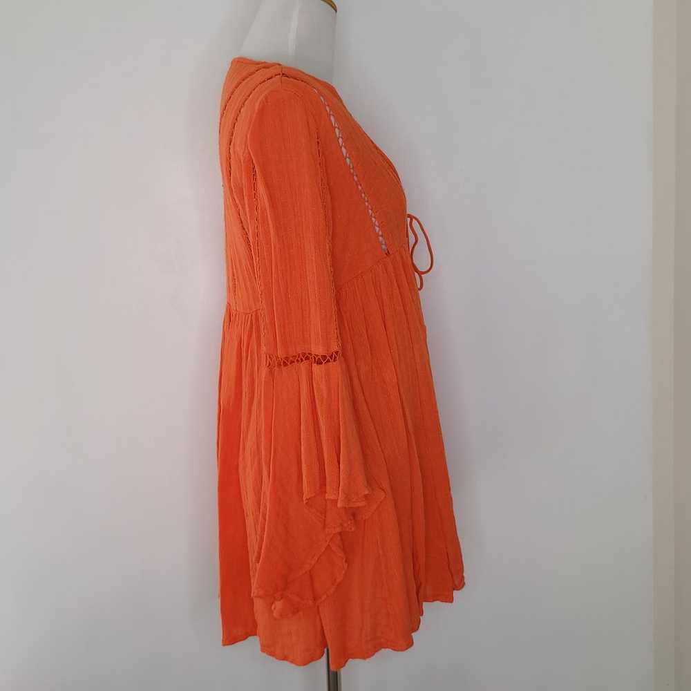 Free People Romeo Mini Dress Orange Bell Sleeves … - image 3