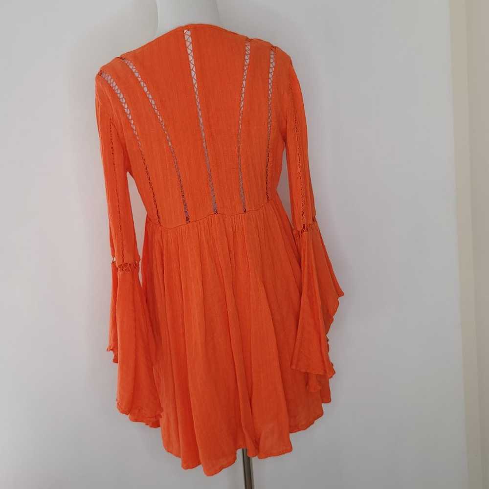 Free People Romeo Mini Dress Orange Bell Sleeves … - image 4