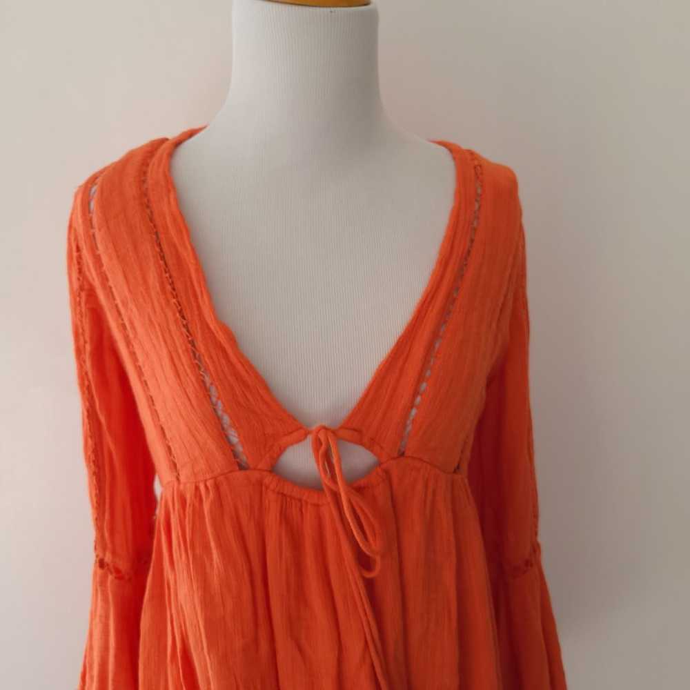 Free People Romeo Mini Dress Orange Bell Sleeves … - image 5