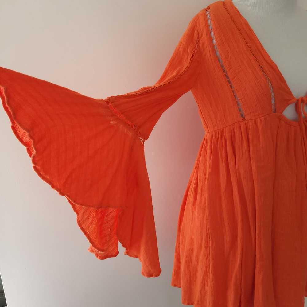 Free People Romeo Mini Dress Orange Bell Sleeves … - image 6