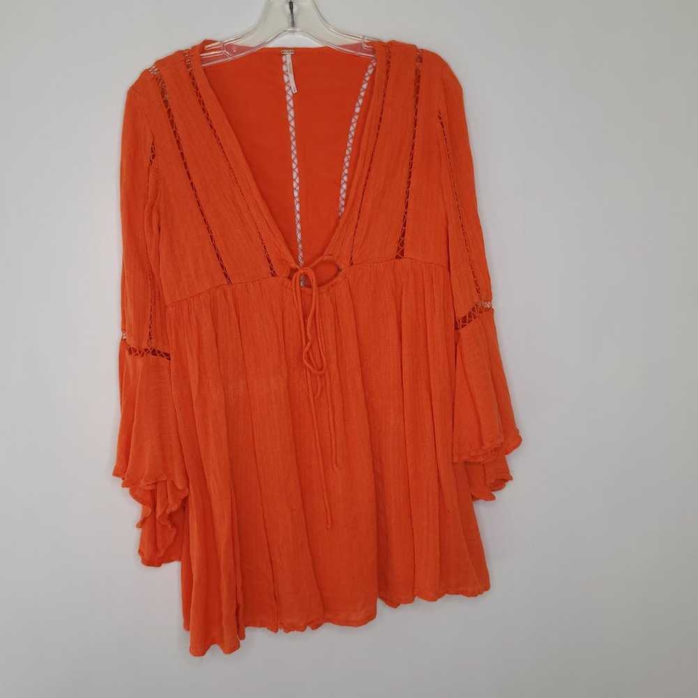 Free People Romeo Mini Dress Orange Bell Sleeves … - image 9